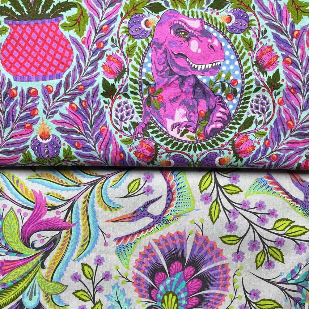 Tula Pink, Roar, Cotton Fabric, Free Spirit, Dinosaurs, Quilt, Sew, Craft, Mist